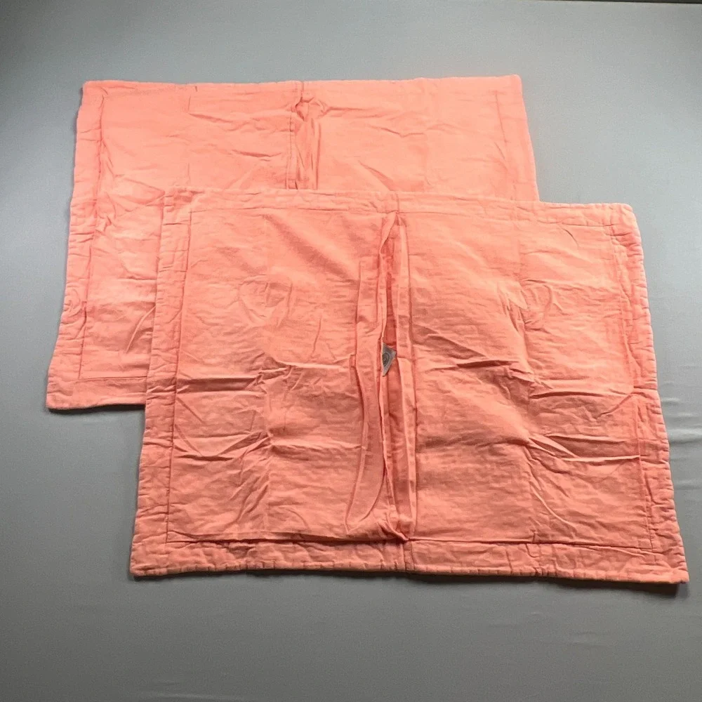 Laura Ashley Standard Quilted Pillow Shams Peach Geometric Bedding (22